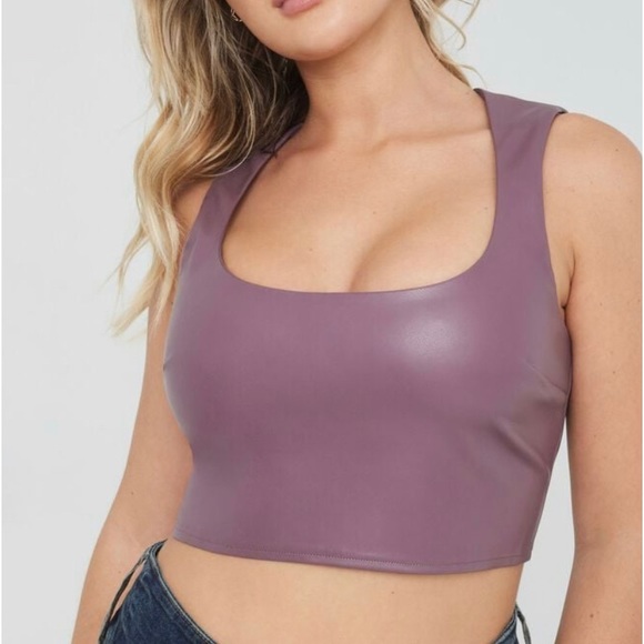 brand new faux leather garage crop top - Picture 4 of 4